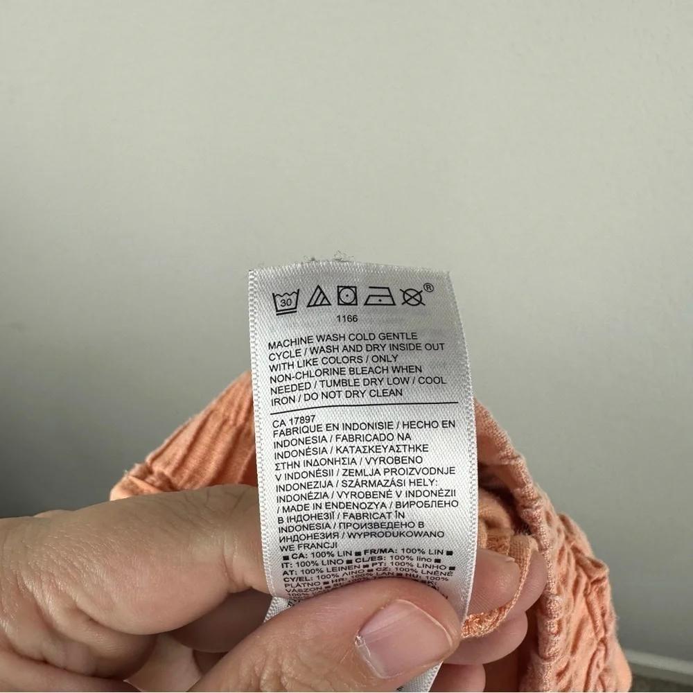Athleta Orange Cabo 100% Linen 4” Athleisure Shorts Size 0